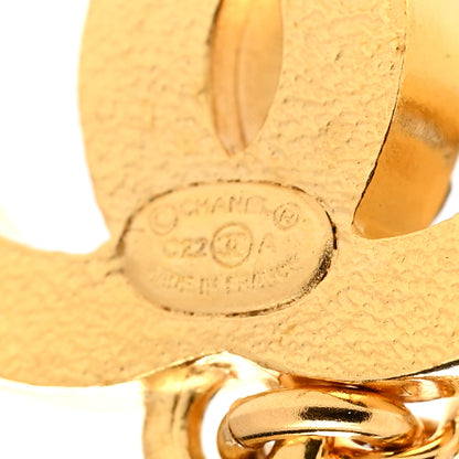 Chanel Crystal Long Pearl CC Drop Earrings Gold 4 of 4