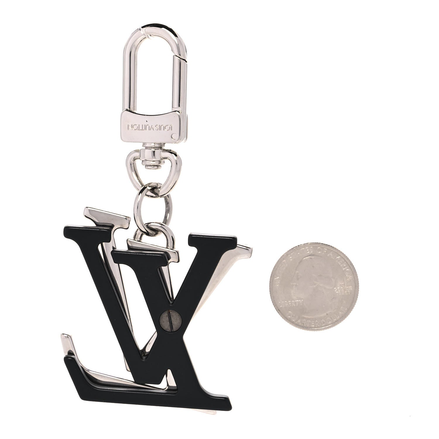 Louis Vuitton LV Facettes Bag Charm Key Holder Silver Black 2 of 4