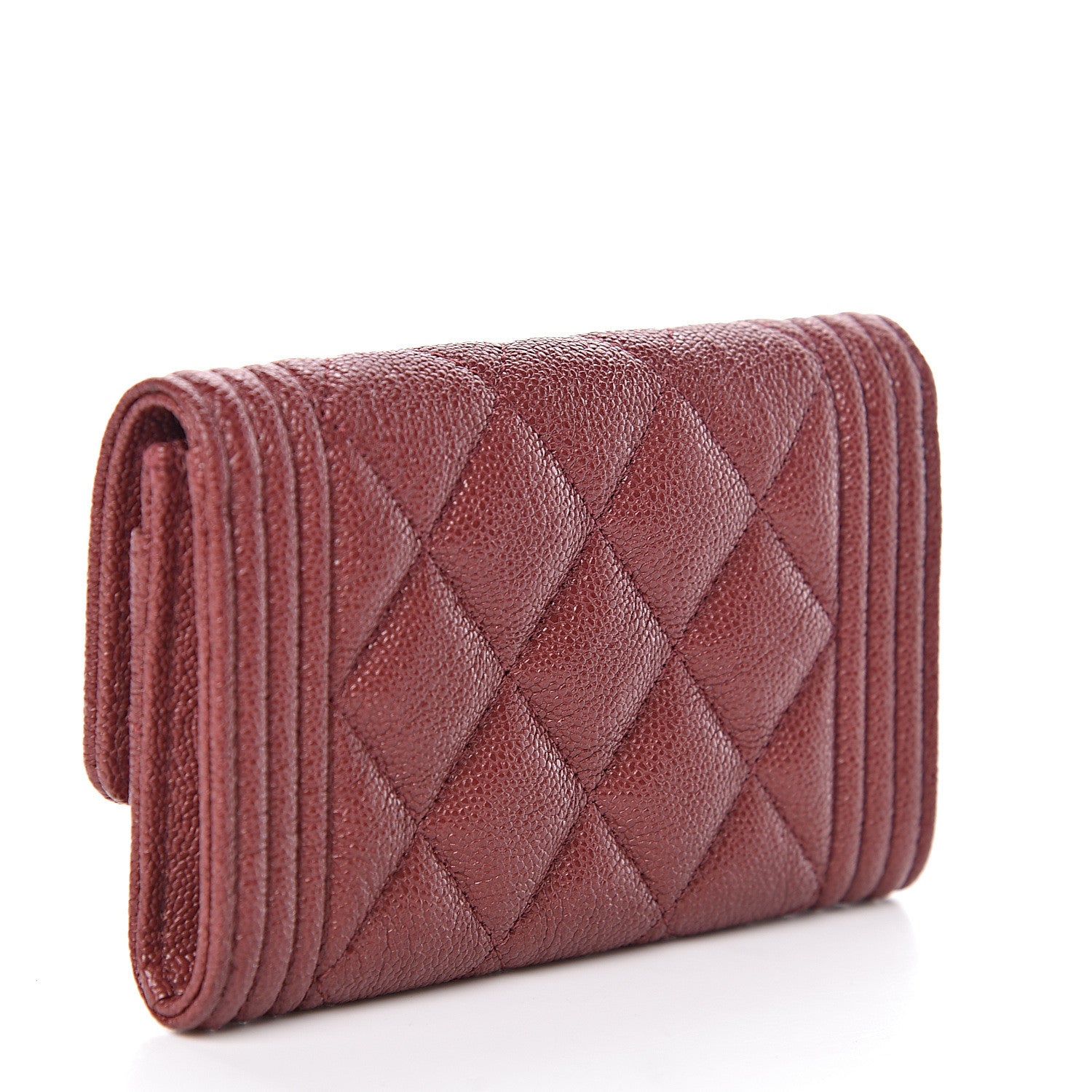 Chanel Caviar Quilted Boy Flap Card Holder Burgundy 3 of 8