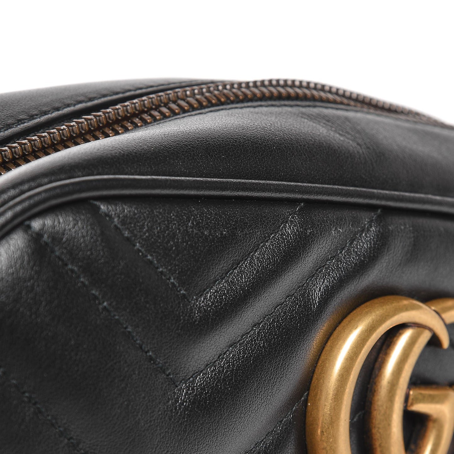 Calfskin Matelasse Small GG Marmont Chain Shoulder Bag Black