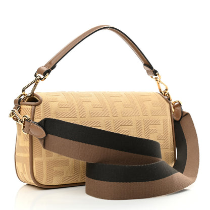 Fendi Raffia Vitello King Lucido FF Embroidered Baguette Grano Sand 3 of 10