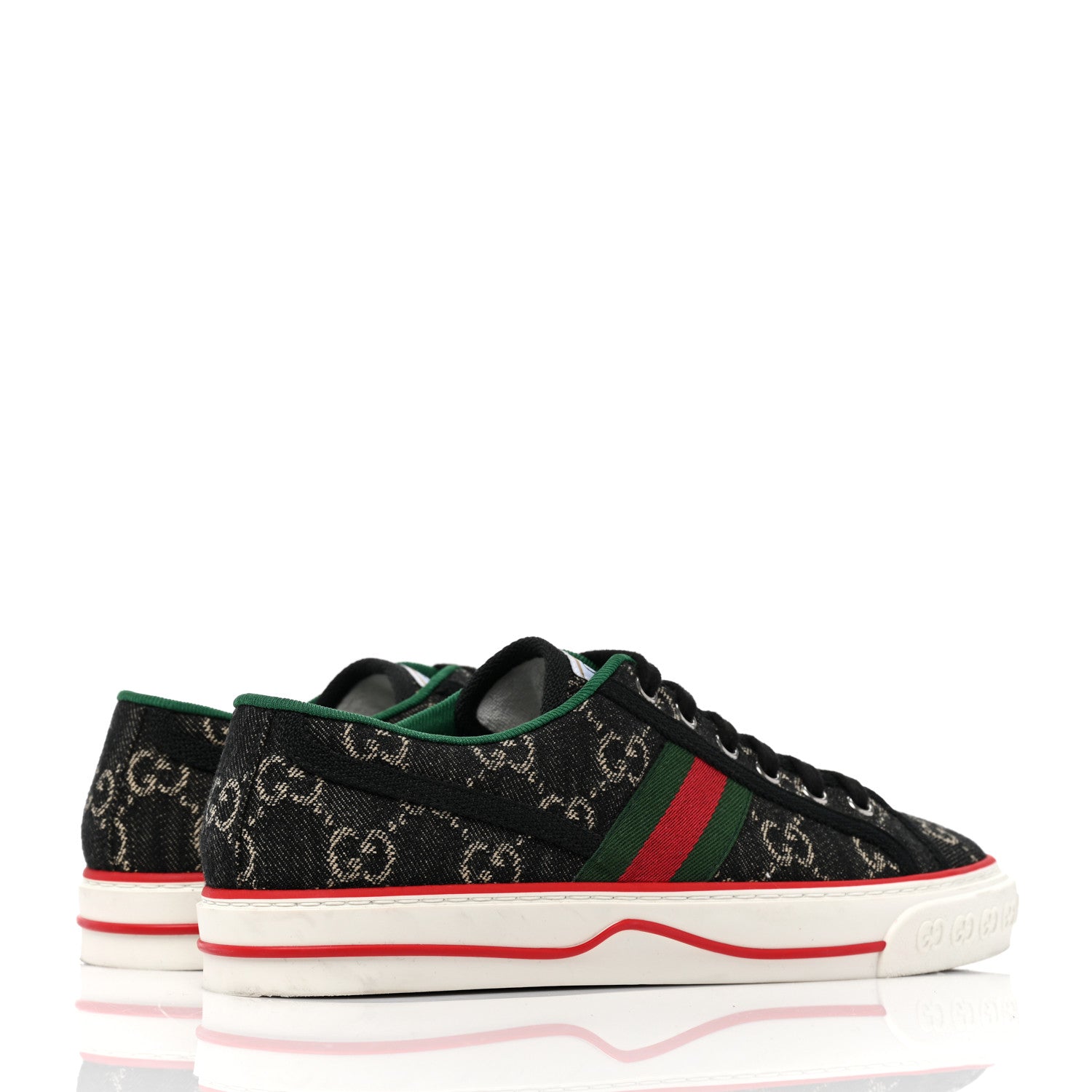 Gucci New Denim GG Monogram Web Womens 1977 Tennis Sneakers 39.5 Black Ivory 4 of 7