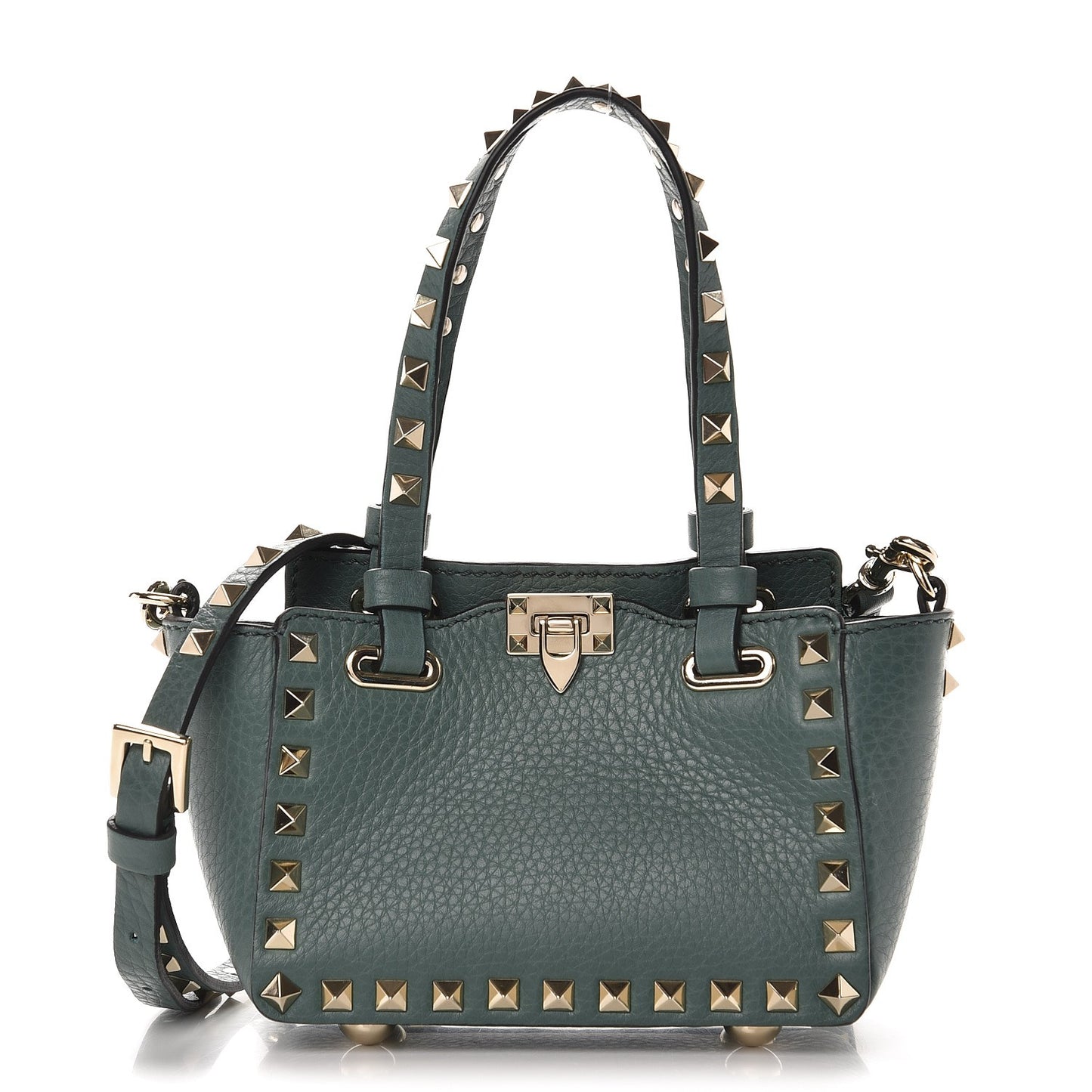 Grained Calfskin Micro Rockstud Tote Giada