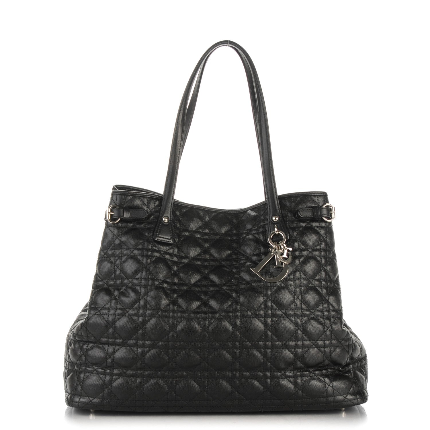 Christian Dior Coated Canvas Cannage Medium Panarea Tote Black 1 of 8