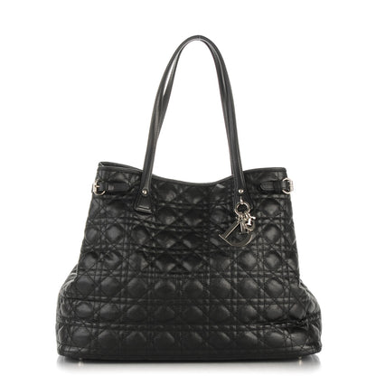 Christian Dior Coated Canvas Cannage Medium Panarea Tote Black 1 of 8