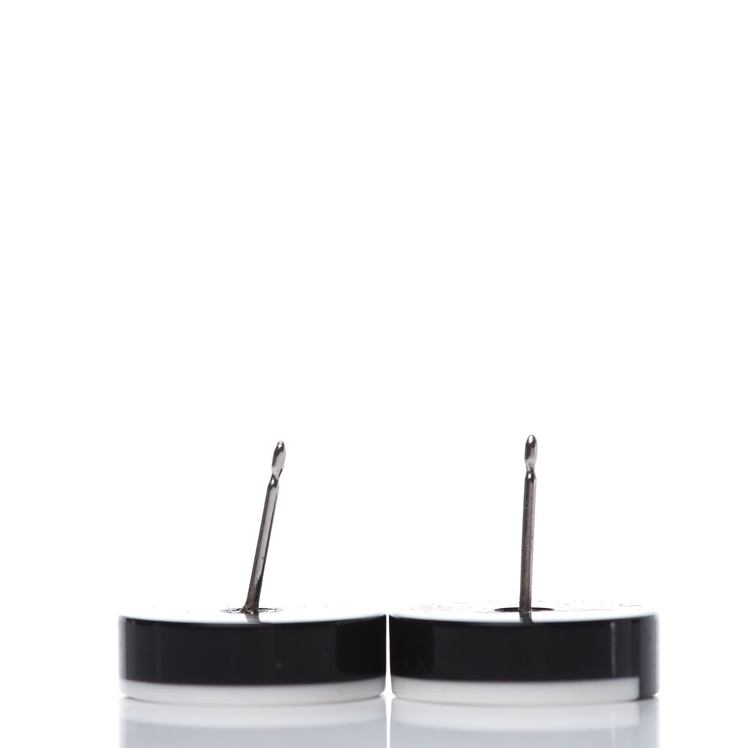 Chanel Resin CC Earrings Black White 3 of 5