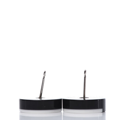 Chanel Resin CC Earrings Black White 3 of 5