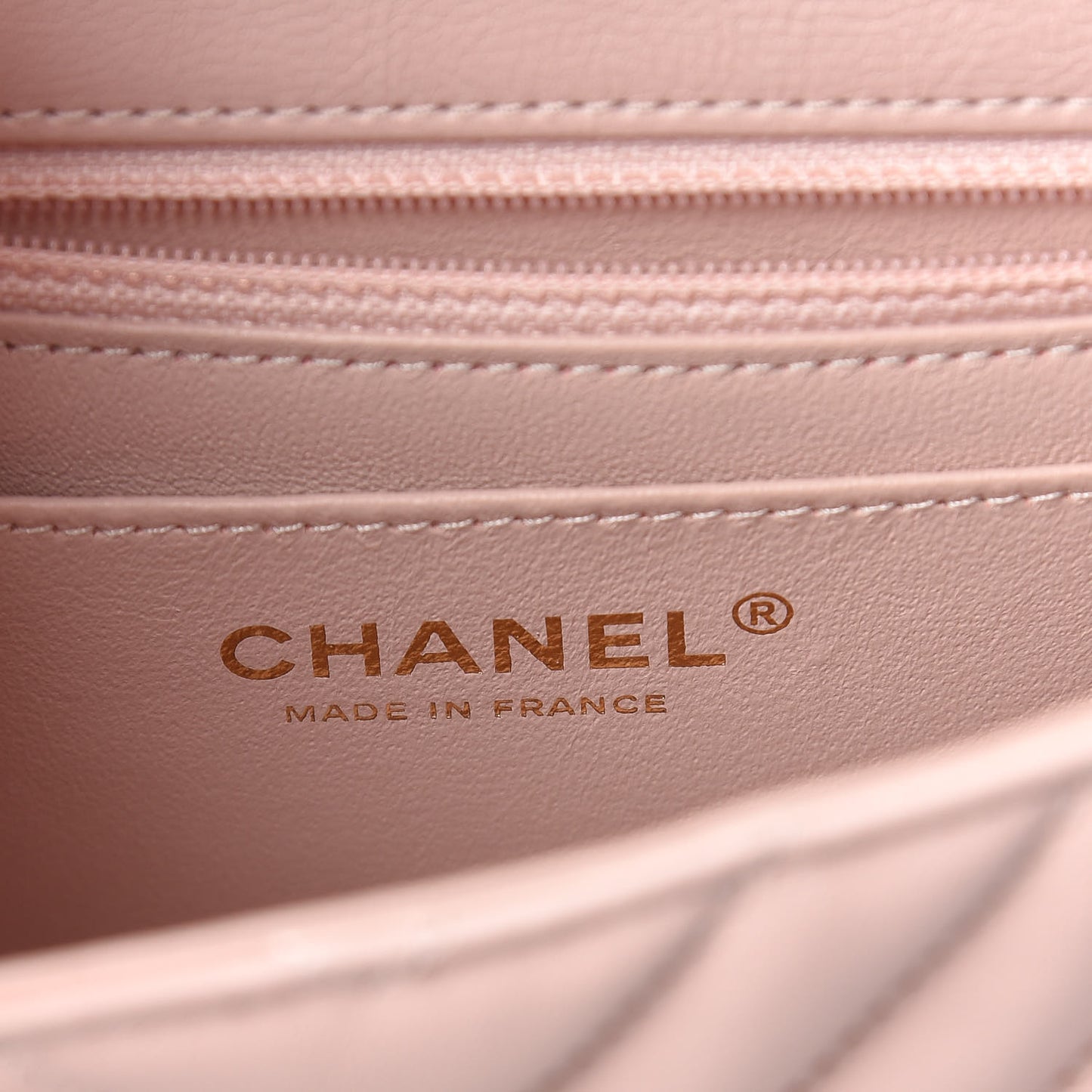 Calfskin Chevron Quilted Mini Rectangular Flap Light Pink