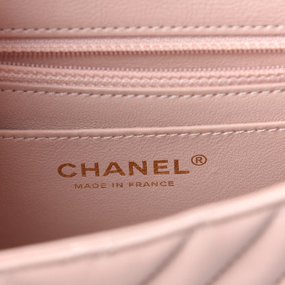Chanel Calfskin Chevron Quilted Mini Rectangular Flap Light Pink 6 of 12