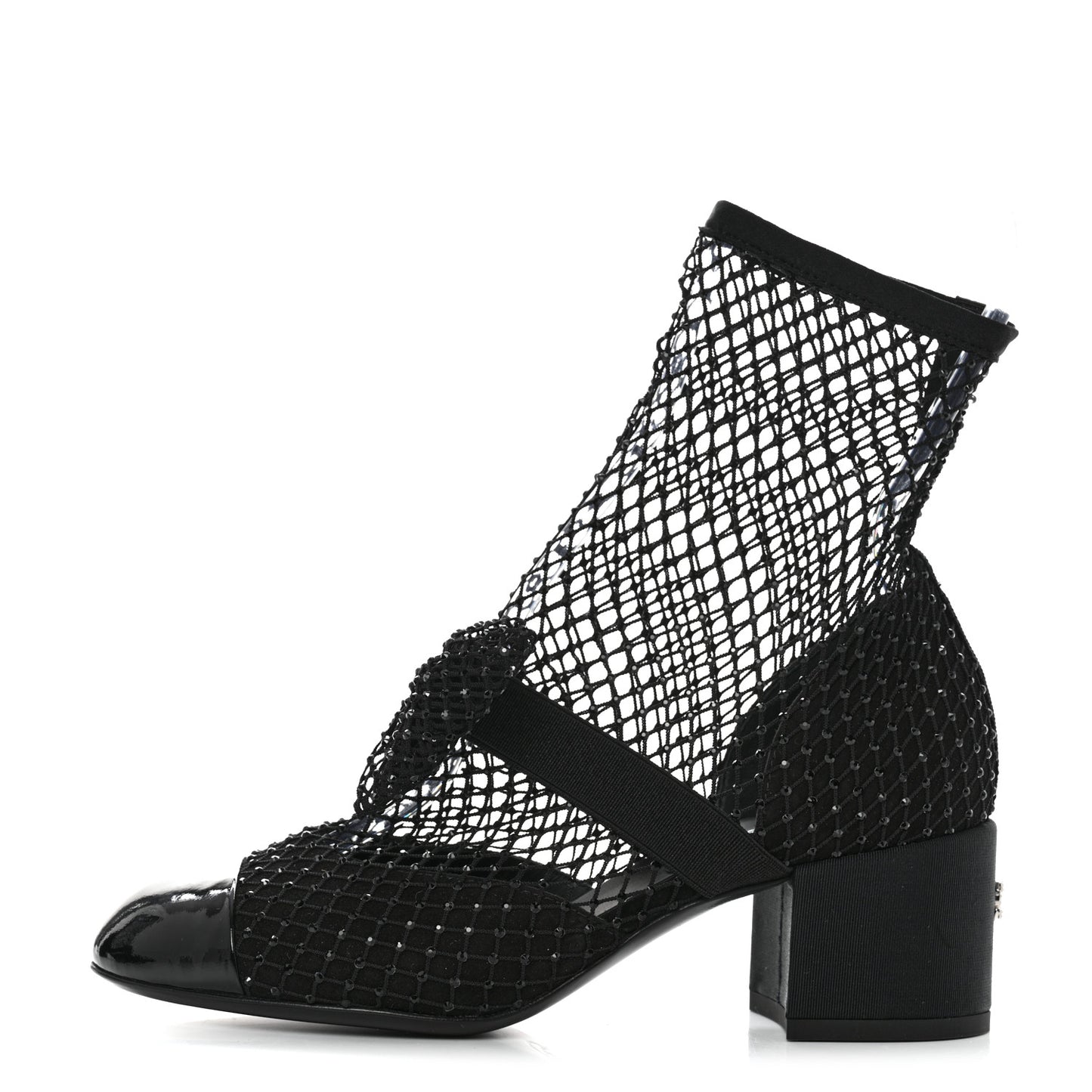 Resille Strass Kid Suede Patent Mary Jane Short Boots 36 Black