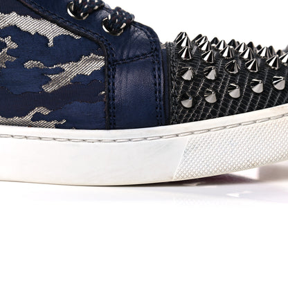 Christian Louboutin Jacquard Camoloubi Orlato Spikes Flat Sneakers 37 Navy 14 of 17