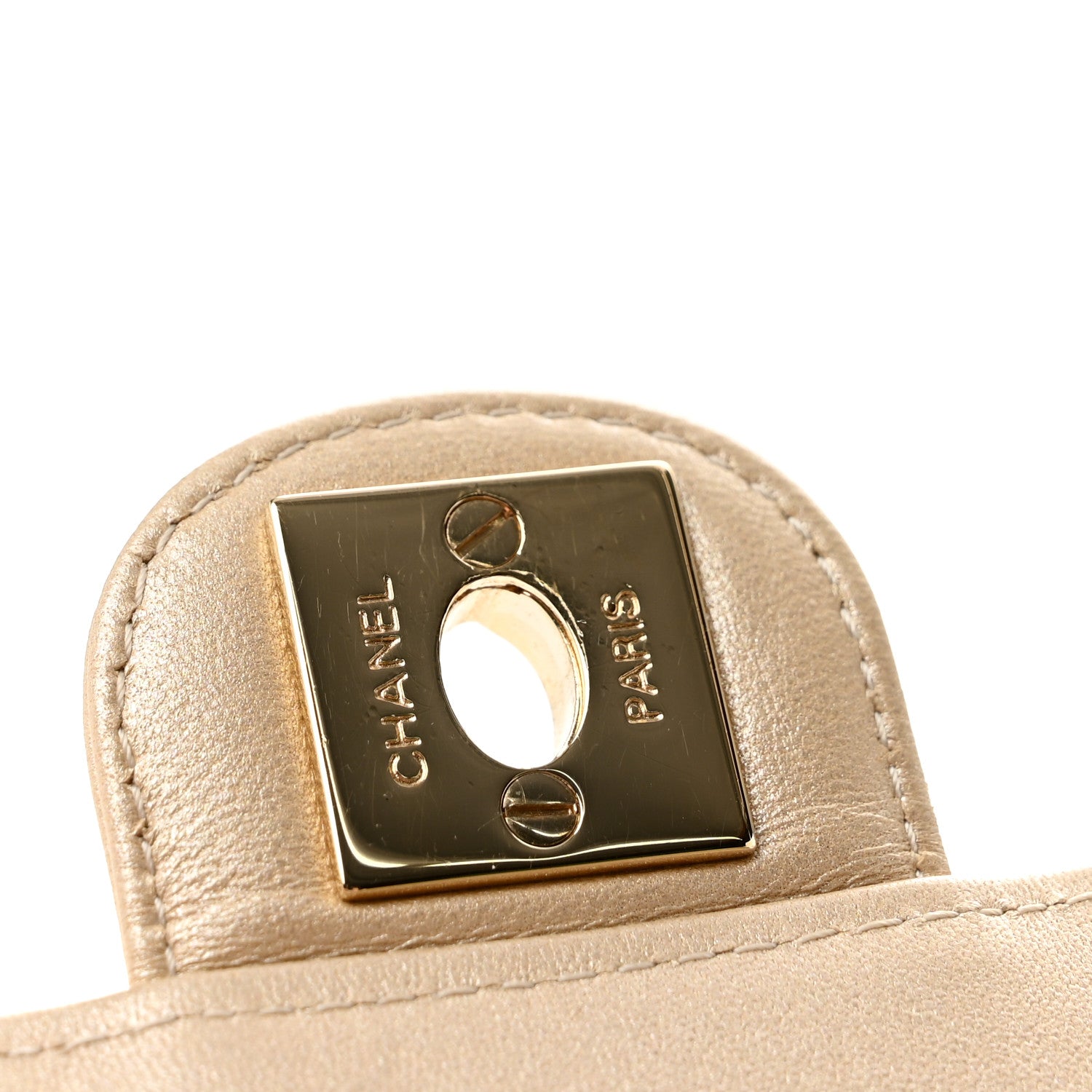 Chanel Metallic Lambskin Quilted Extra Mini V For Victory Flap Light Gold 11 of 12
