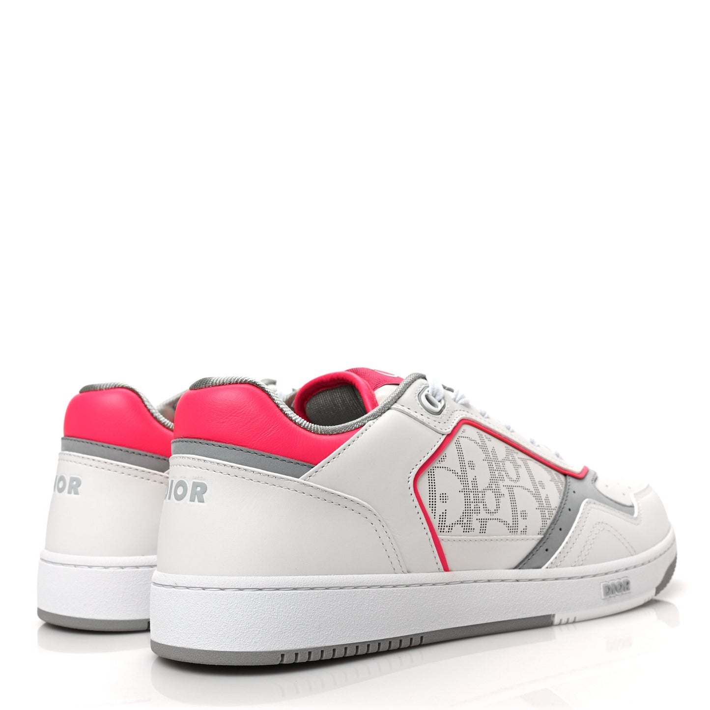 Smooth Calfskin Oblique Galaxy Perforated Mens B27 Low Top Sneakers 43 White Neon Pink