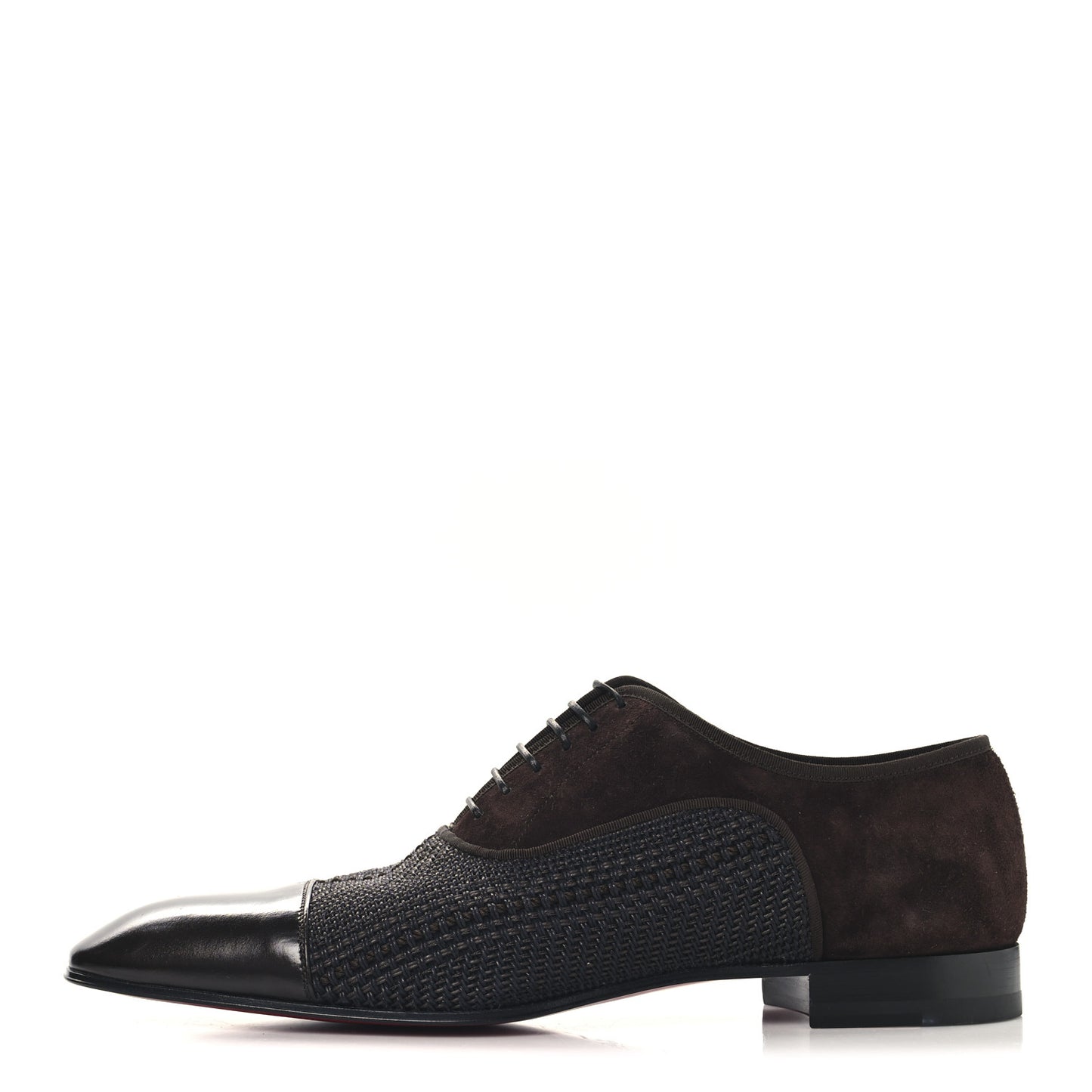 Calfskin Tresse Provence Veau Velours Mens AC Greggo Flat Oxfords 42 Dark Brown