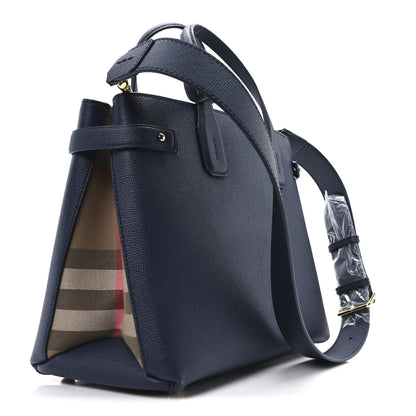 Burberry Derby Calfskin House Check Medium Banner Tote Ink Blue 3 of 10