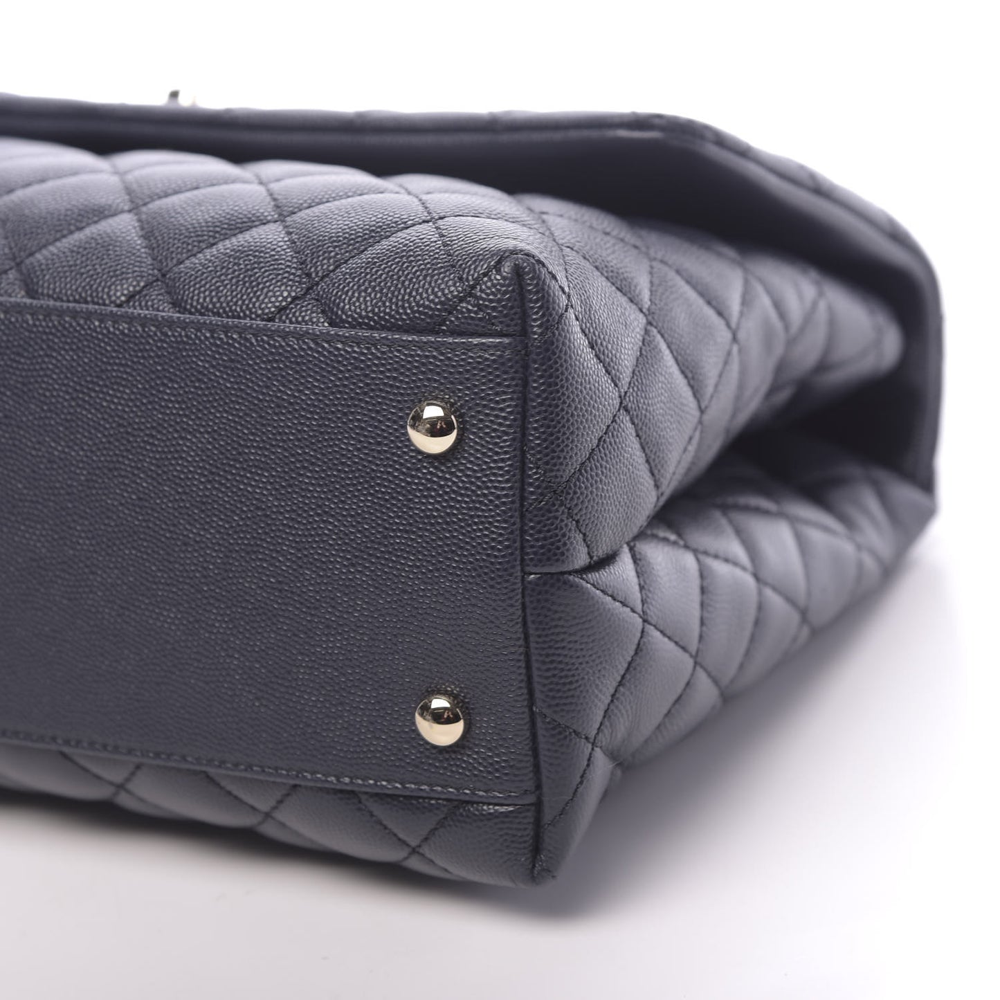 Caviar Quilted Medium Coco Handle Flap Navy Blue