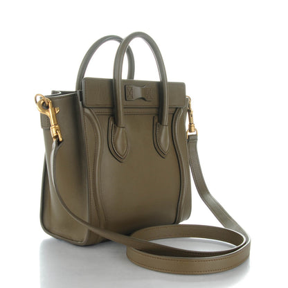 Celine Smooth Calfskin Nano Luggage Khaki 3 of 7