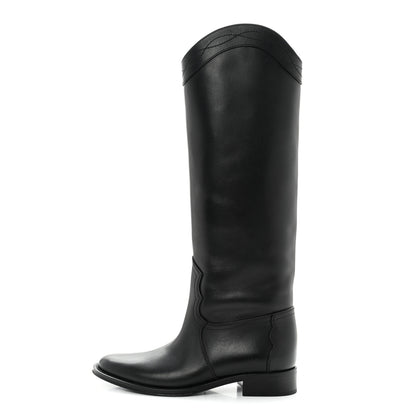 Saint Laurent Calfskin Kate 105 Western Knee High Boots 38.5 Black 1 of 8