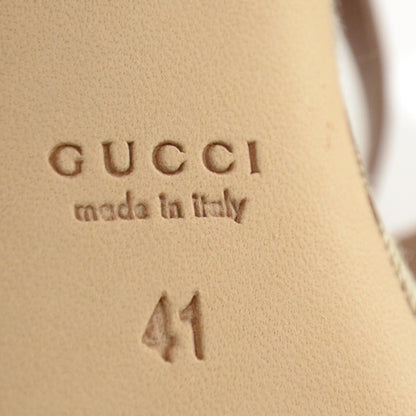 Gucci Canvas Leather Bamboo Sandals Heels 41 6 of 6