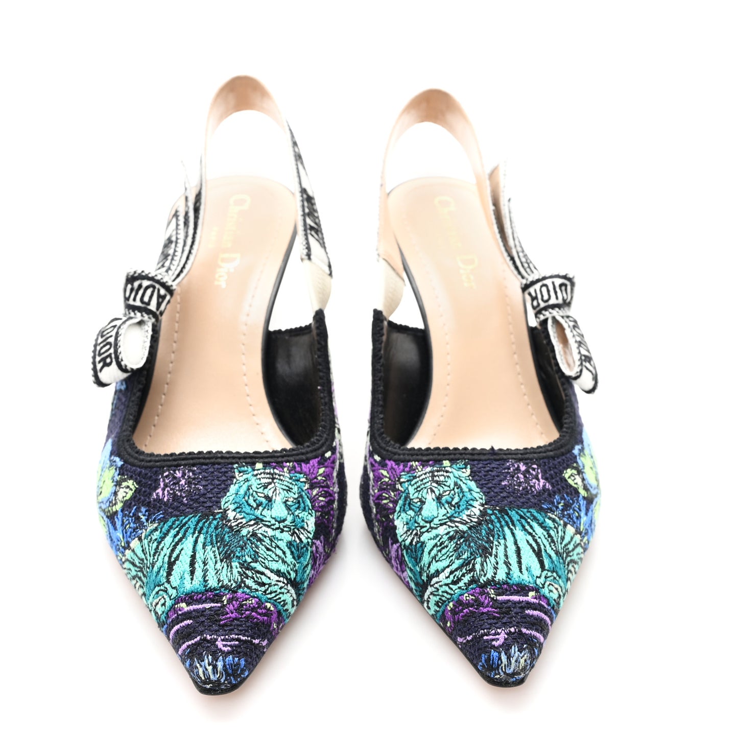Canvas Embroidered Voyage Cotton Ribbon J'Adior Slingback 65mm Pumps 40.5 Multicolor