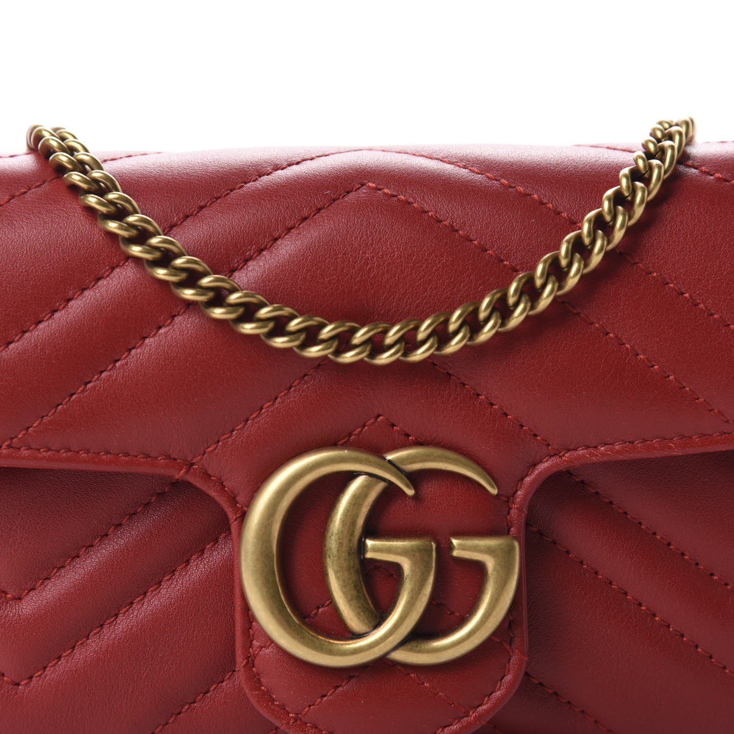 Gucci Calfskin Matelasse Super Mini GG Marmont Shoulder Bag Hibiscus Red 10 of 10