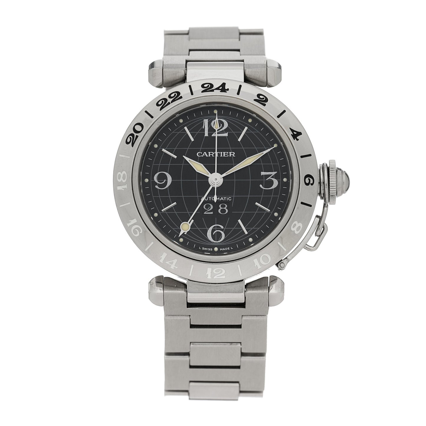 Stainless Steel 35mm Pasha C Big Date Automatic Watch Black