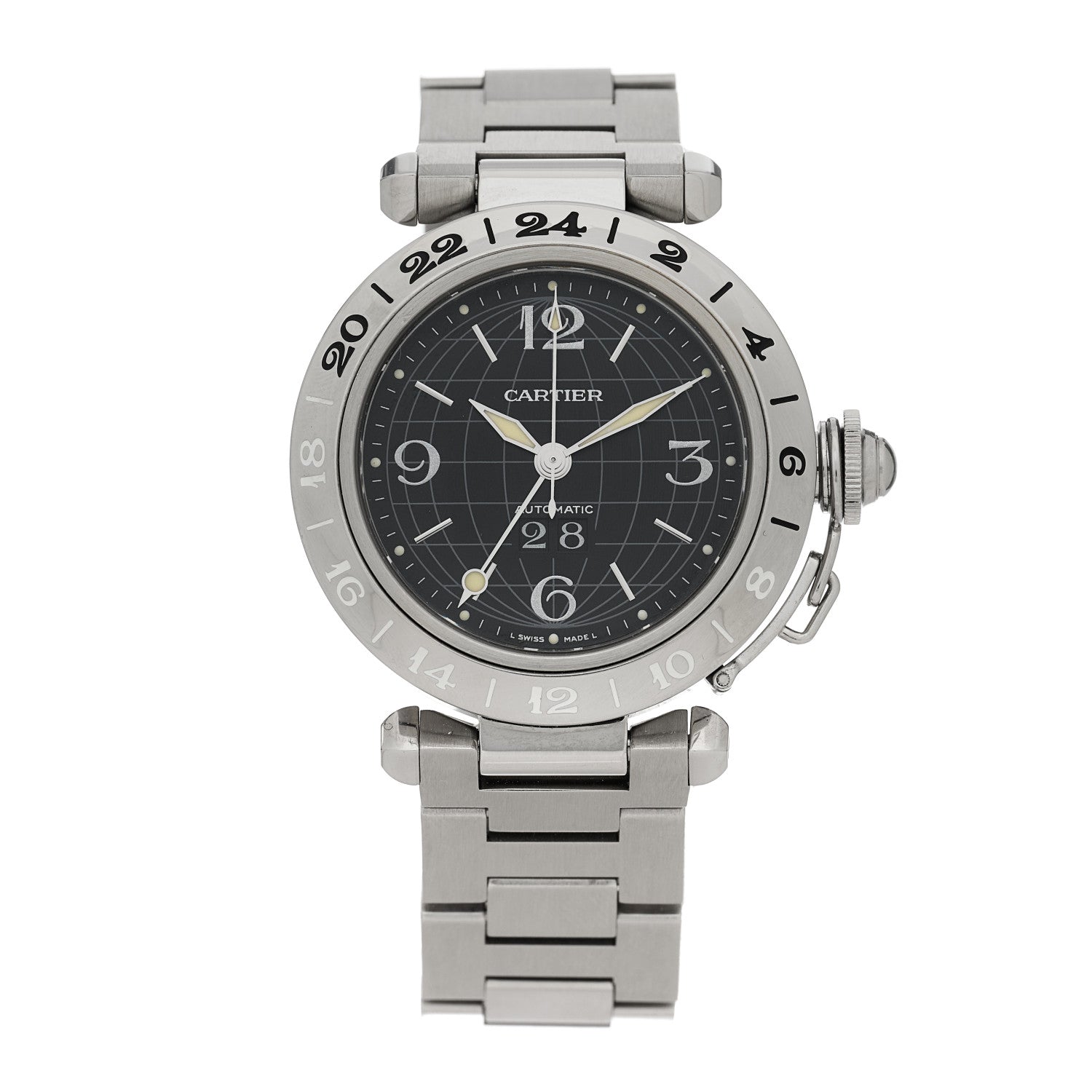 Cartier Stainless Steel 35mm Pasha C Big Date Automatic Watch Black 1 of 4