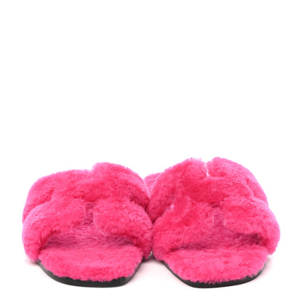 Hermes Woolskin Oran Sandals 38 Rose Fuchsia 2 of 7