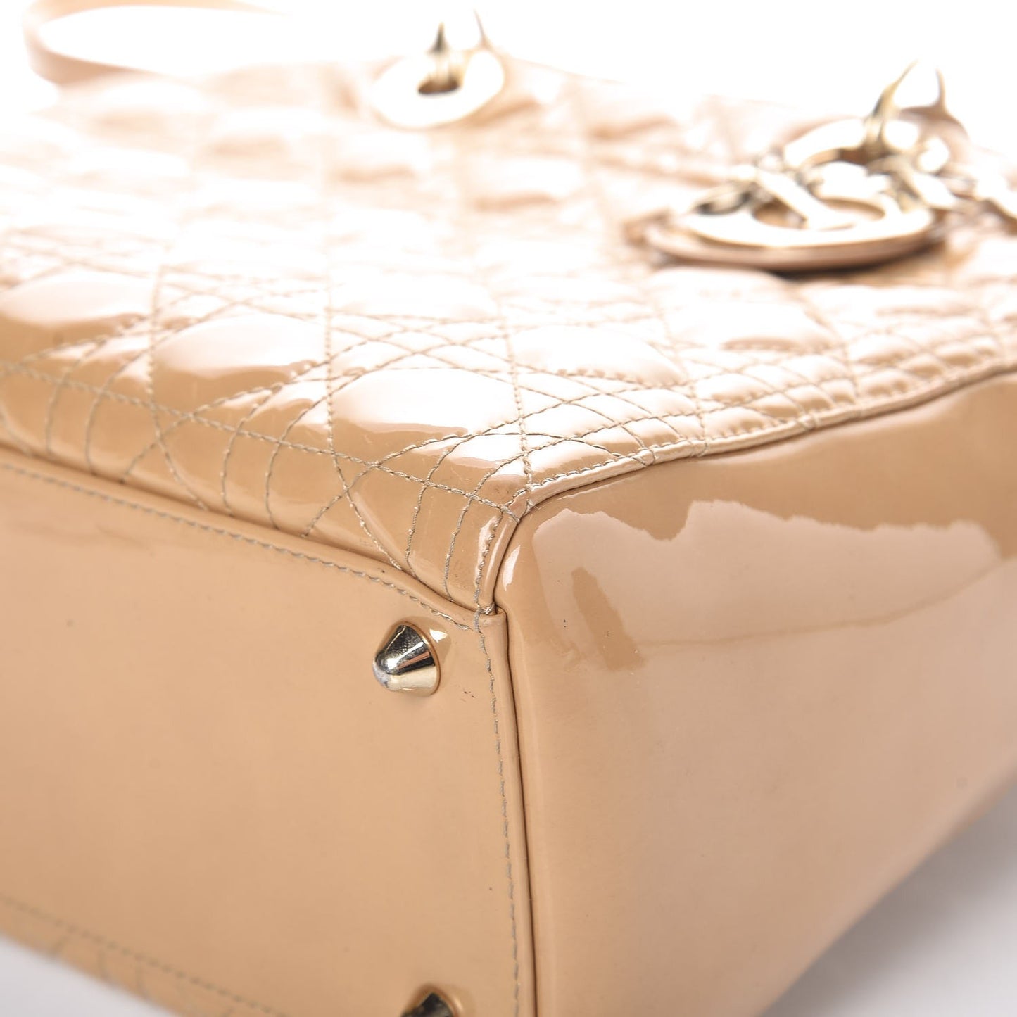 Patent Cannage Large Lady Dior Beige
