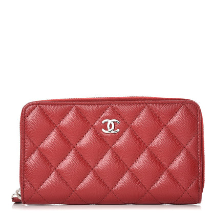 Chanel Caviar Quilted Small Zip Around Wallet Dark Red 1 of 9