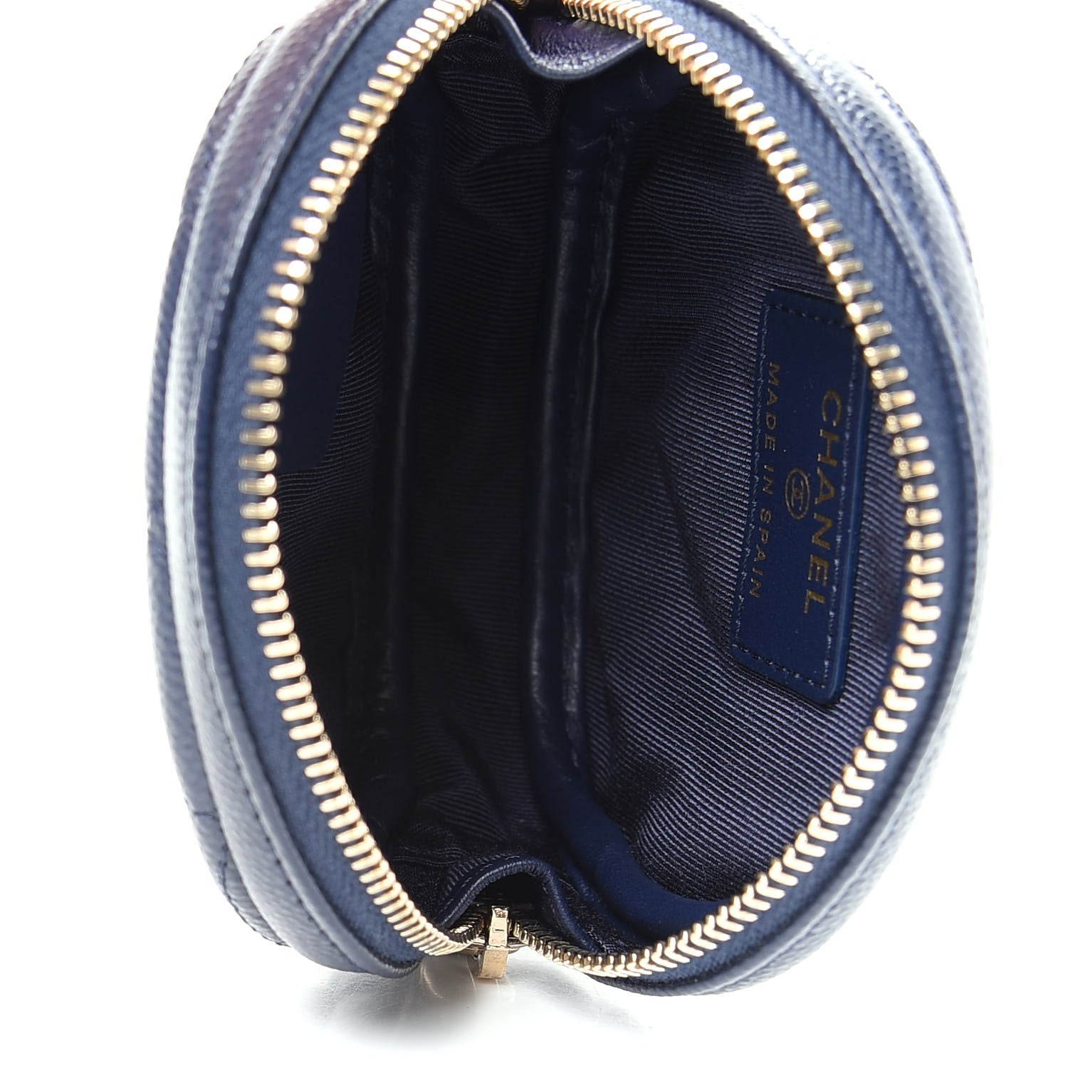 Chanel Caviar Quilted Zip Around Classic Coin Purse Navy Blue 5 of 8