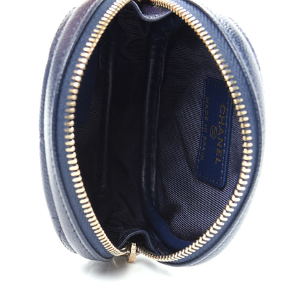 Chanel Caviar Quilted Zip Around Classic Coin Purse Navy Blue 5 of 8