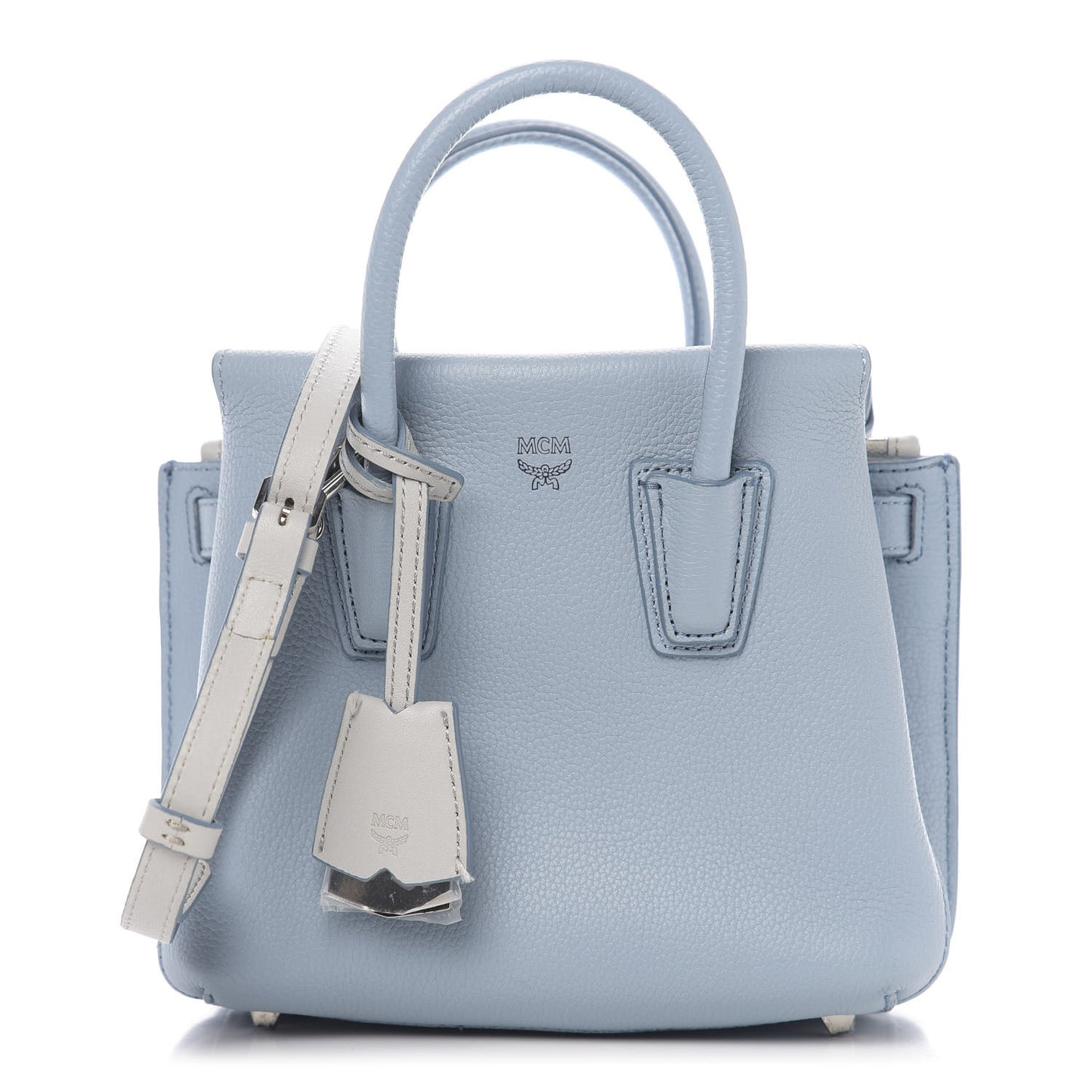Grained Calfskin Mini Milla Tote Sky Blue