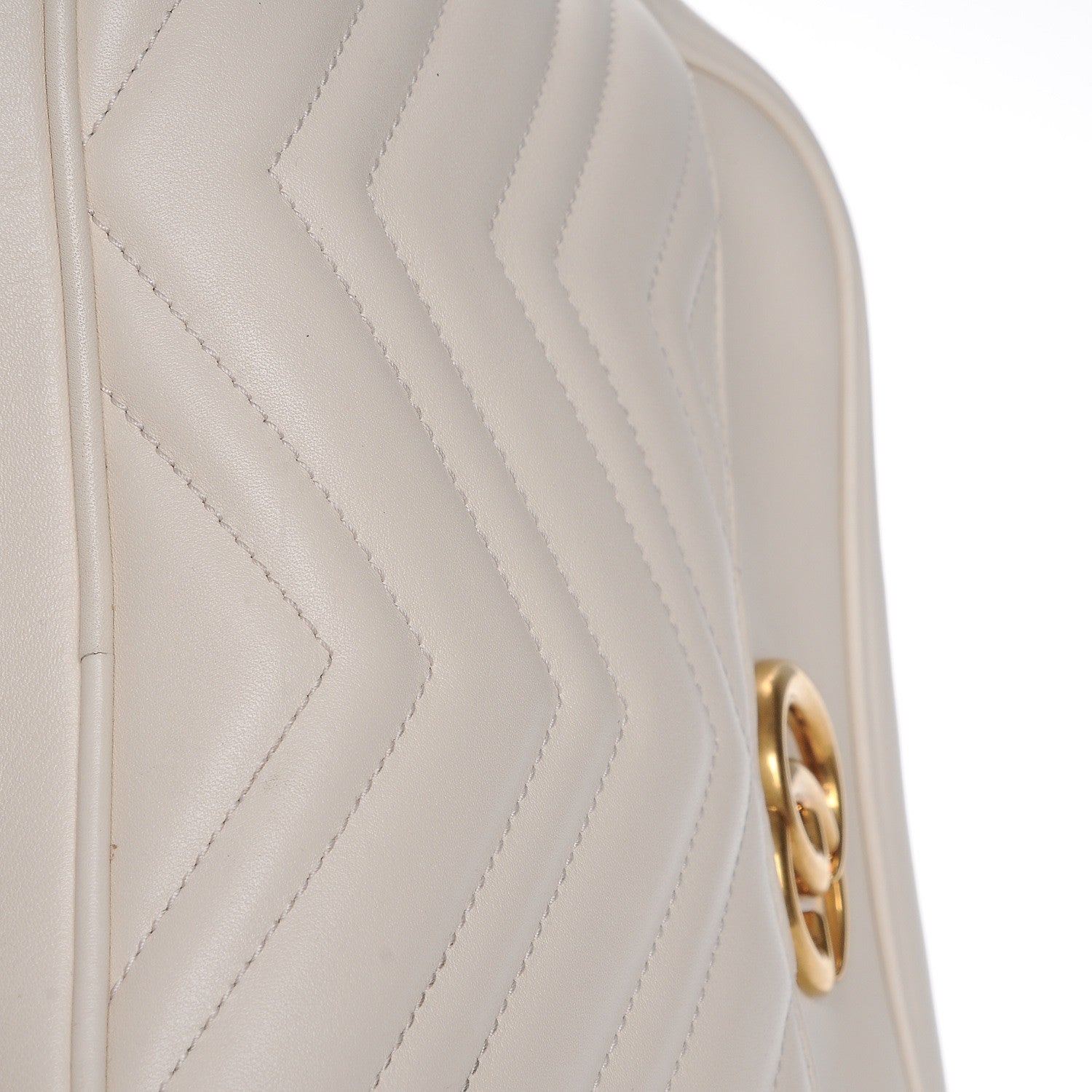 Gucci Calfskin Matelasse Medium GG Marmont Chain Shoulder Bag Mystic White 8 of 9