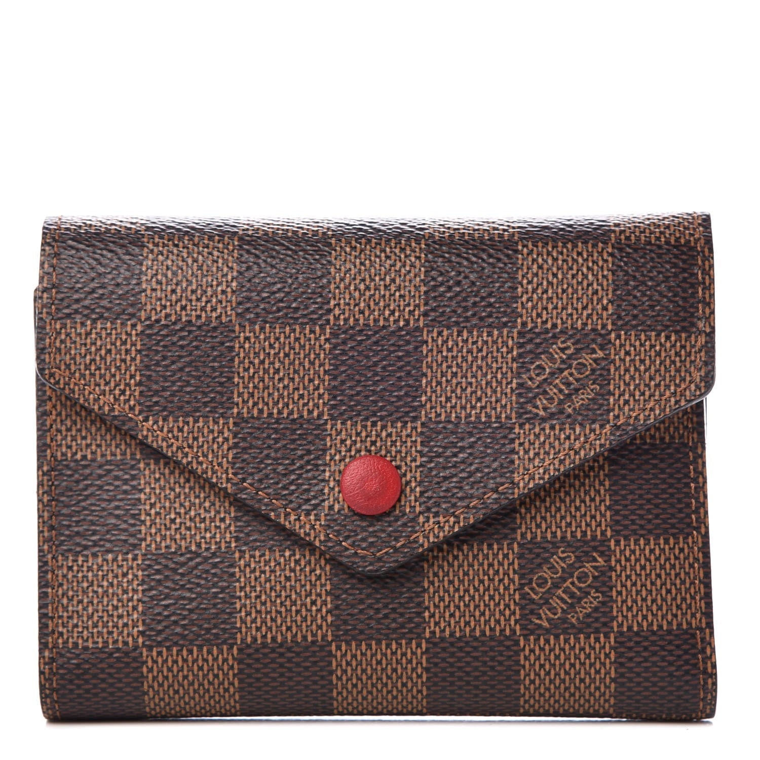 Louis Vuitton Damier Ebene Victorine Wallet Red 1 of 8