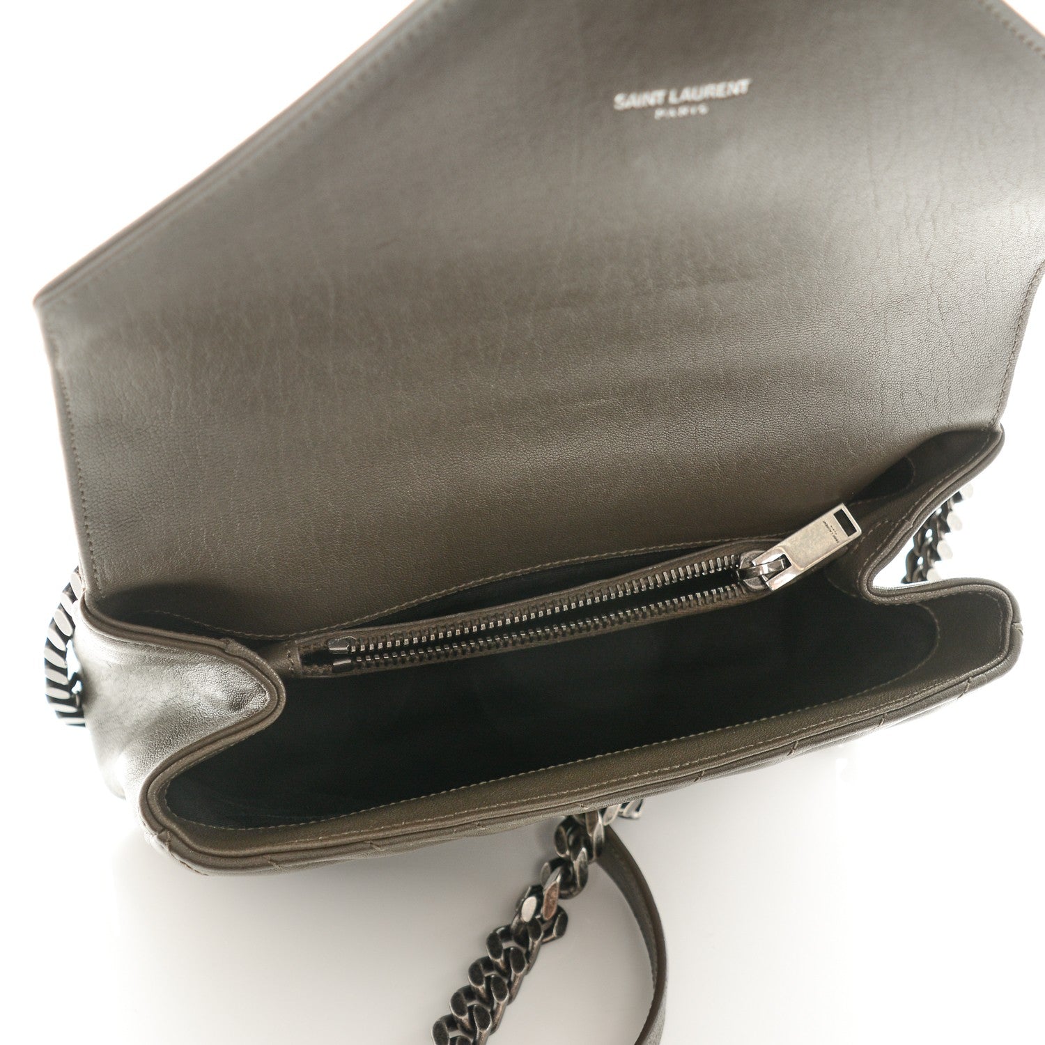 Saint Laurent Sheepskin Matelasse Chevron Monogram Medium College Bag Earth 5 of 6