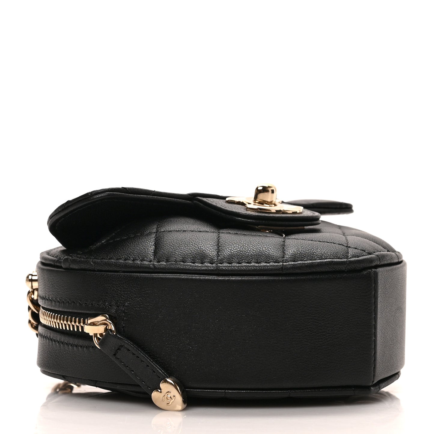 Lambskin Quilted CC In Love Heart Clutch With Chain Black