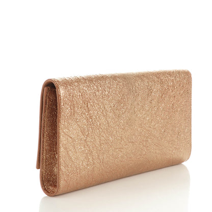 Saint Laurent Metallic Crackled Calfskin Large Belle De Jour Clutch Gold 3 of 7