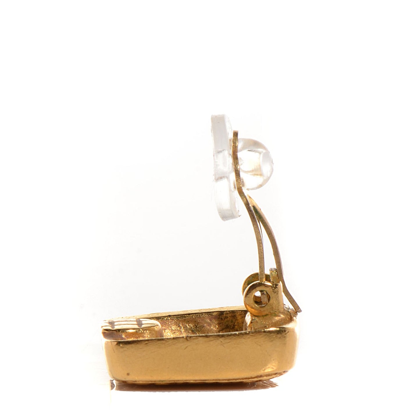 Square CC Clip On Earrings Gold