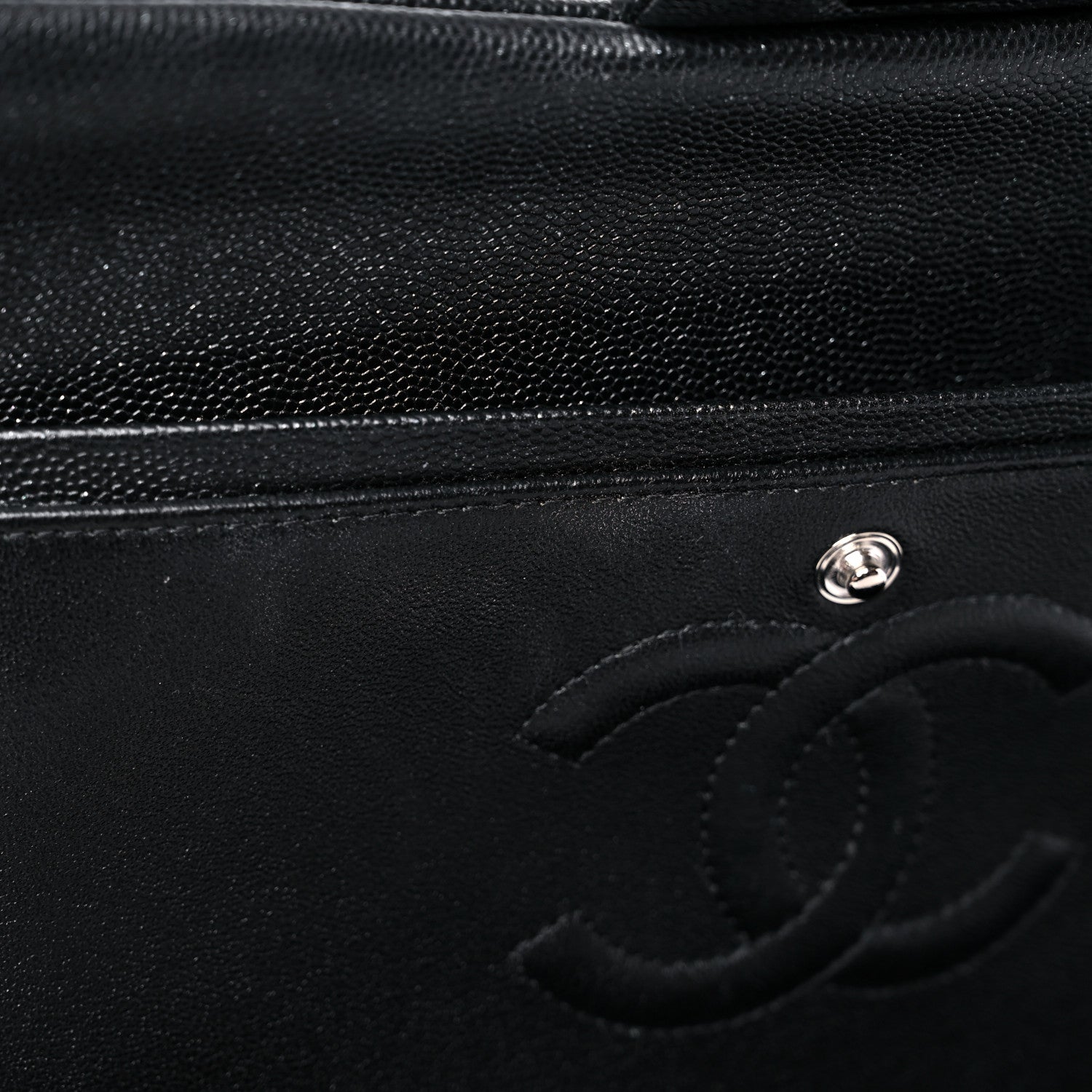 Chanel Metallic Caviar Quilted Medium Double Flap Dark Charcoal 10 of 10