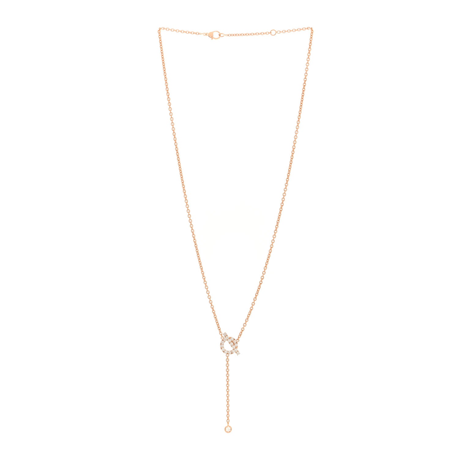 Hermes 18K Rose Gold Diamond Finesse Lariat Necklace 3 of 5