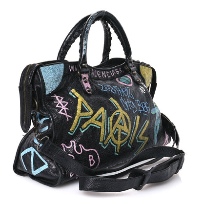 Balenciaga Agneau Graffiti All Over Classic Hardware City Black Multicolor 4 of 16