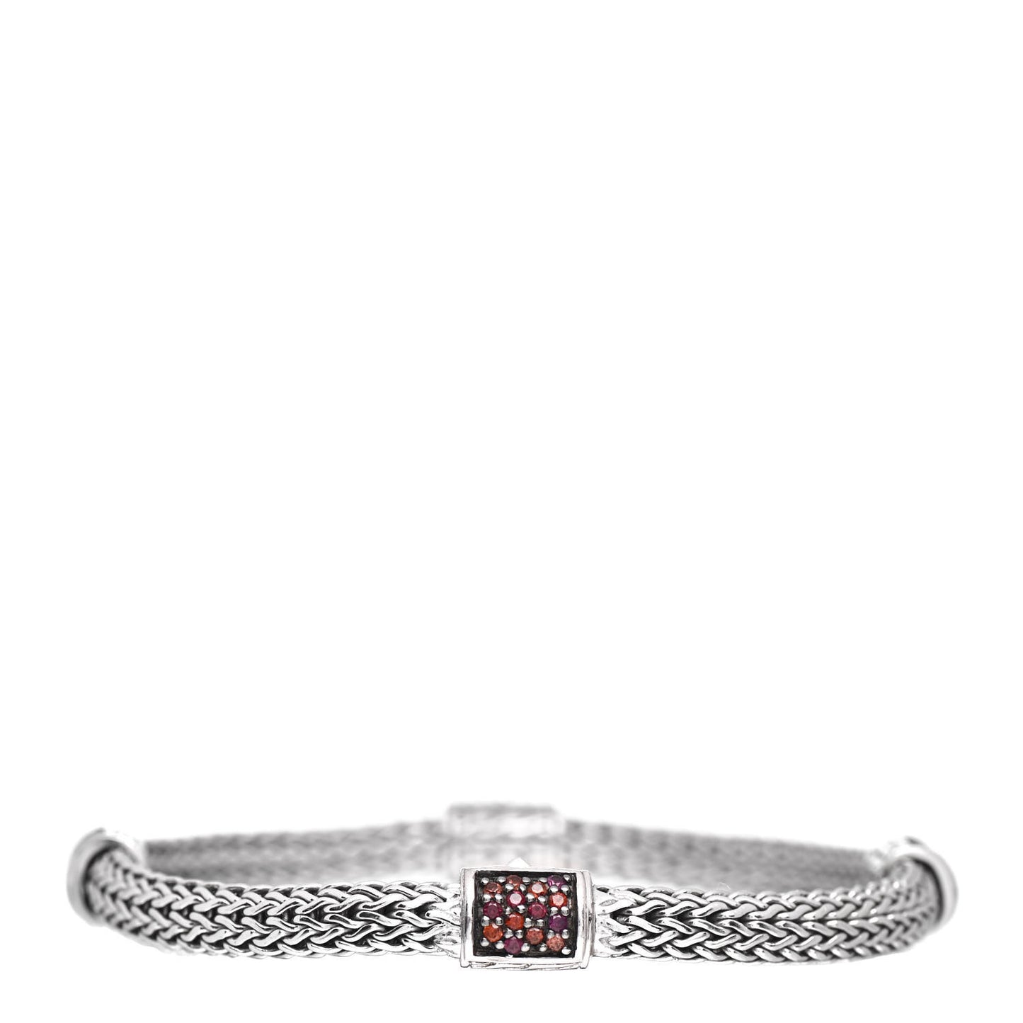 Sterling Silver Garnet 4 Station Classic Chain Bracelet