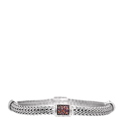 John Hardy Sterling Silver Garnet 4 Station Classic Chain Bracelet 3 of 4