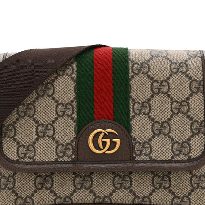 Gucci GG Supreme Monogram Textured Dollar Calfskin Web Mini Ophidia Shoulder Bag Beige Ebony New Acero 8 of 11