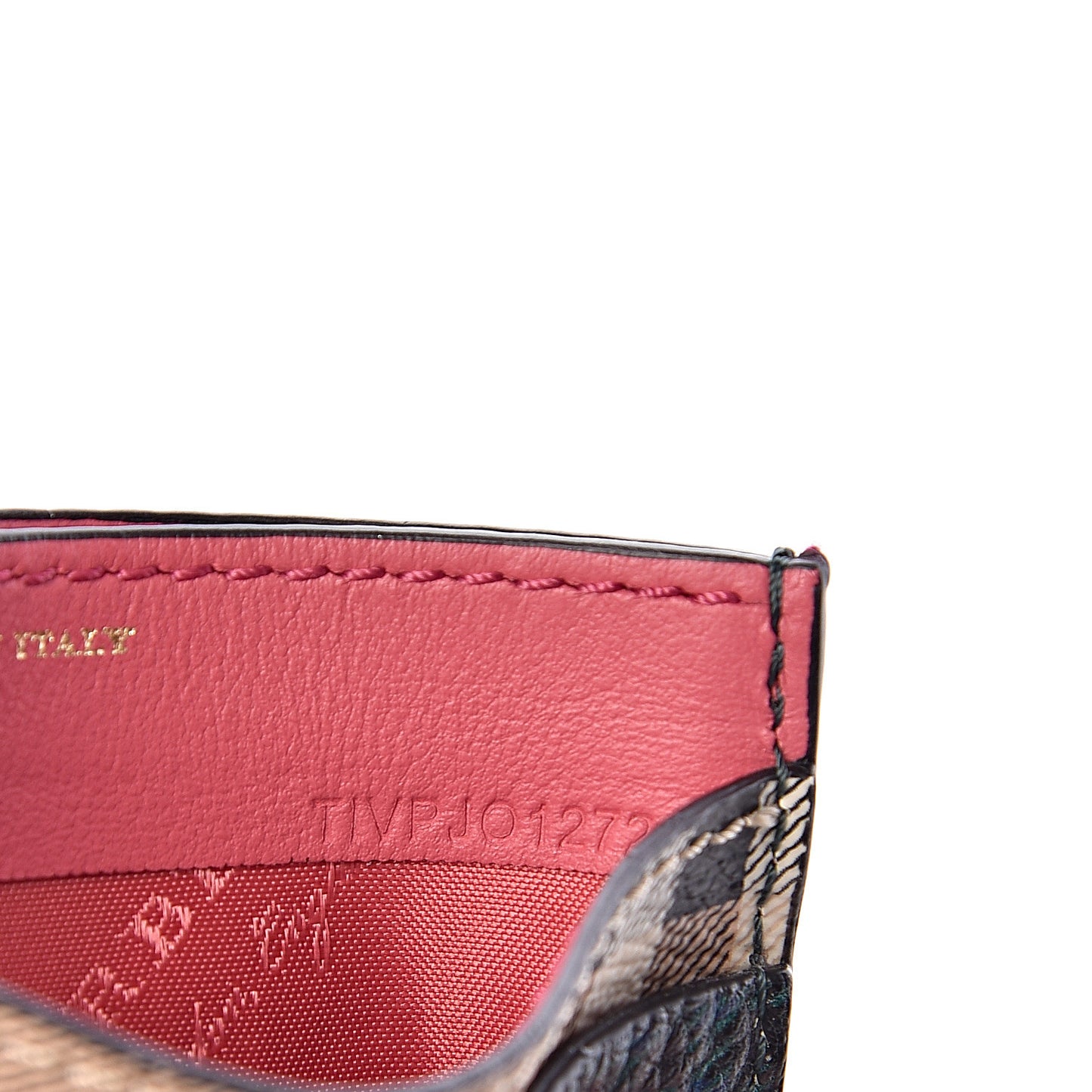 Calfskin Haymarket Check Cat Appliqué Card Case Multicolor