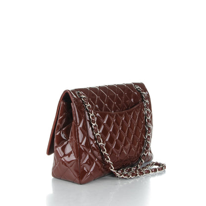 Chanel Patent Quilted Maxi Single Flap Dark Red 3 of 12