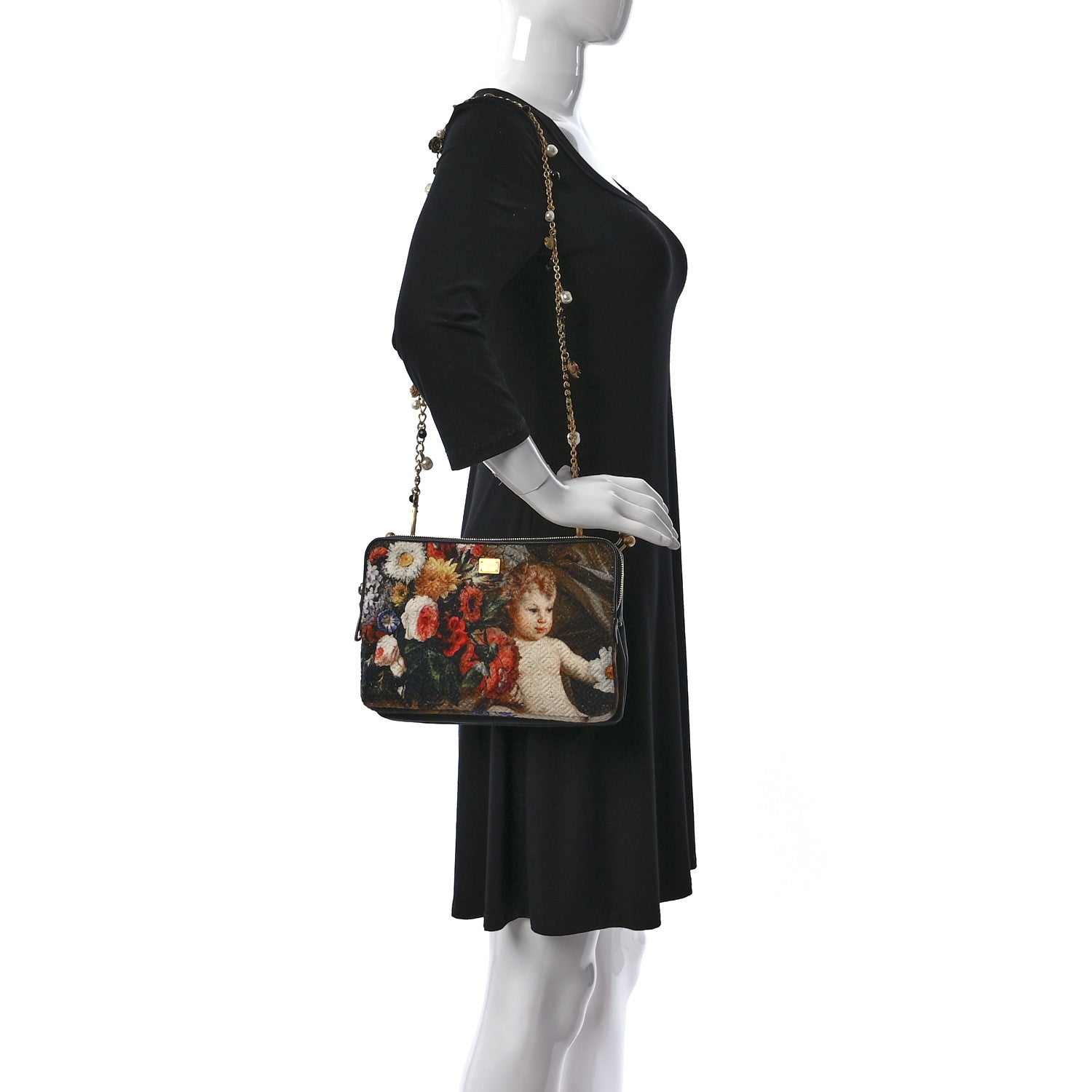 Dolce & Gabbana Calfskin Printed Clutch Black Multicolor 2 of 10