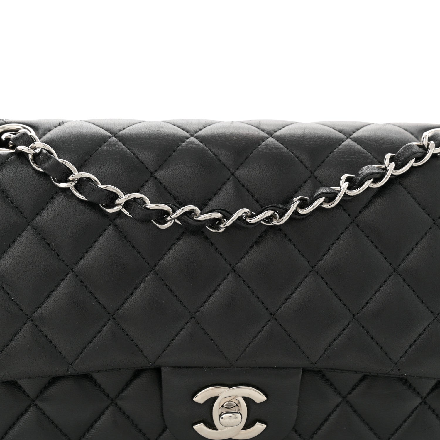 Chanel Lambskin Quilted Medium Double Flap Black 8 of 13