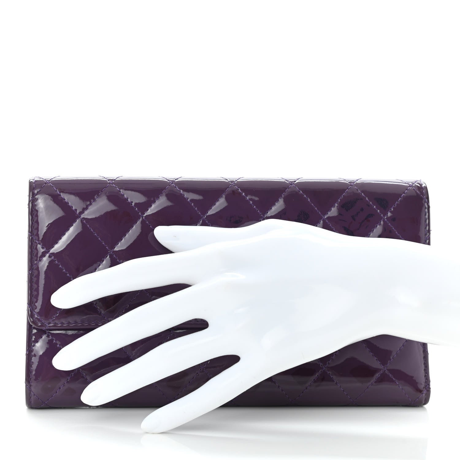 Chanel Patent Calfskin Quilted Large Brilliant Flap Wallet Purple 2 of 14